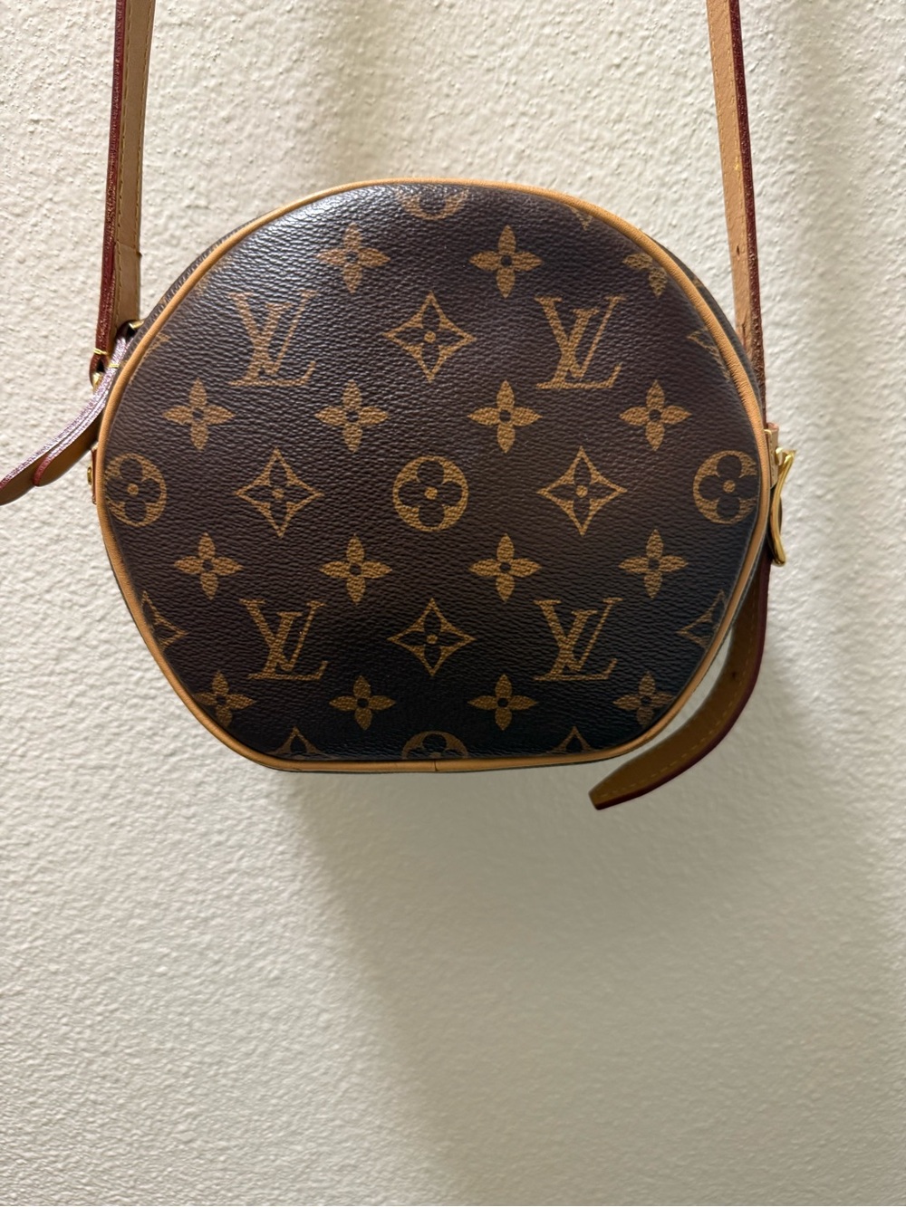 Louis Vuitton Monogram Round Crossbody in Brown and Tan Leather Trim